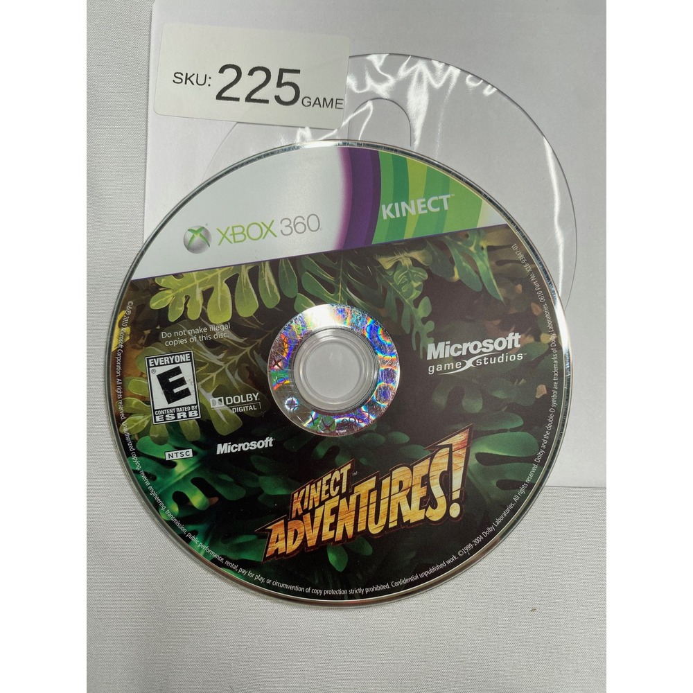 Kinect Adventures Microsoft Xbox 360 Game Disc NTSC E Rated Cleaned